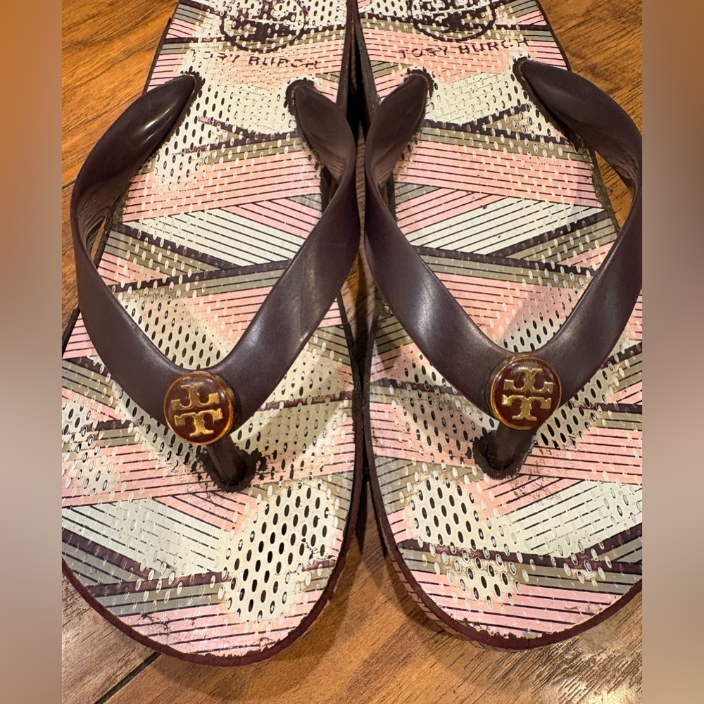 Tory Burch Pink and Purple Sandals with Metallic Accents - Picture 8 of 8
